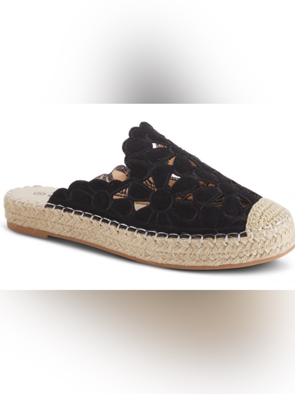 Spring Step Patrizia Cutout Tilly Slide Espadrilles Flats Black 7.5 ( 38) NWOB